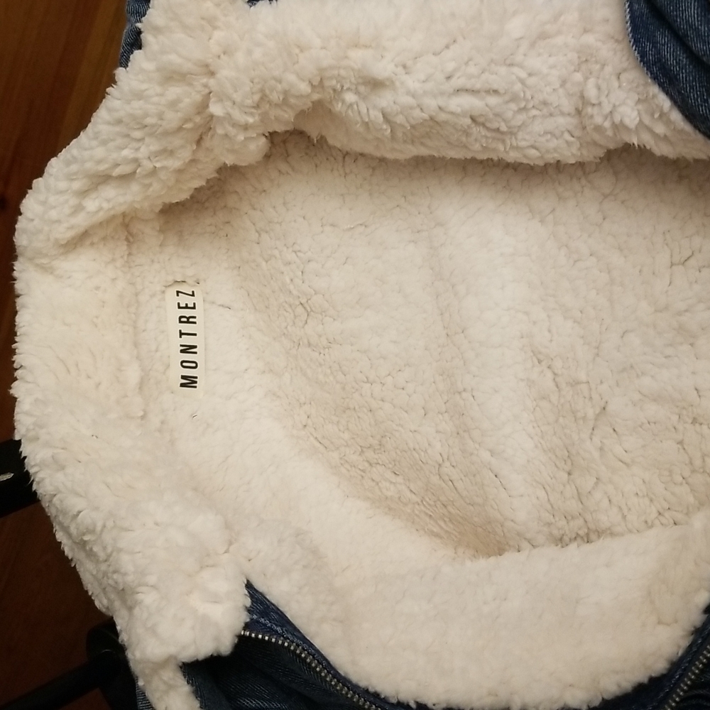 WARM FUZZY FEELING Women's Shearling collar denim Winter jean jacket - Picture 10 of 10